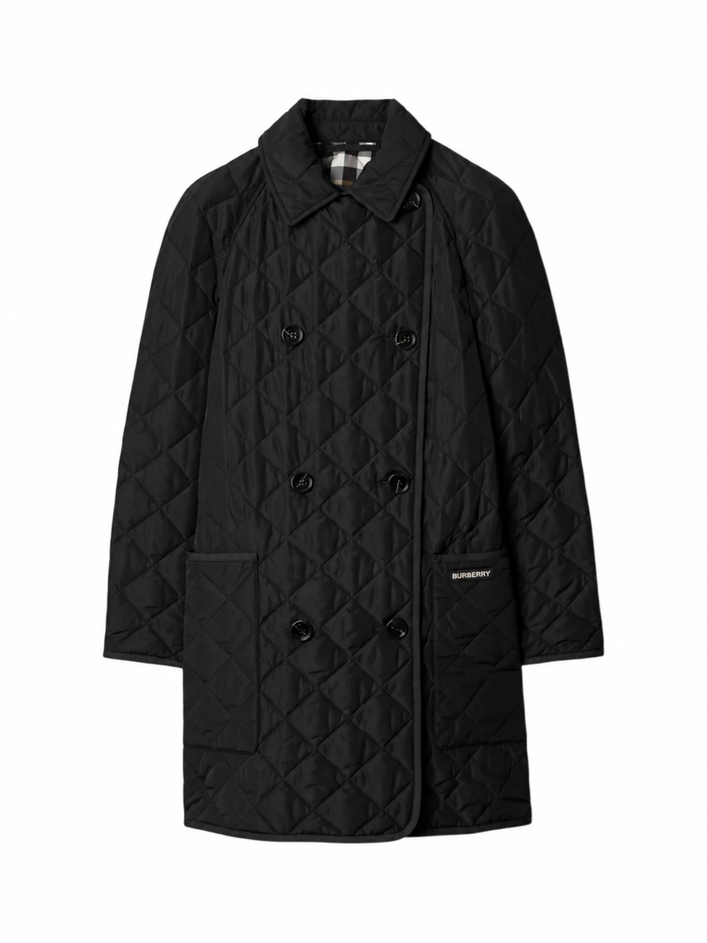 Burberry women’s Black Double-Breasted Quilted Coat L
